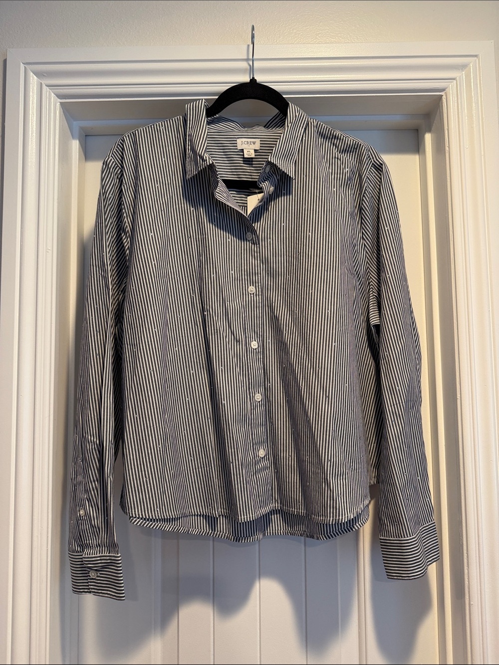 J. Crew Women’s Black and White Pinstripe Button-Down Shirt